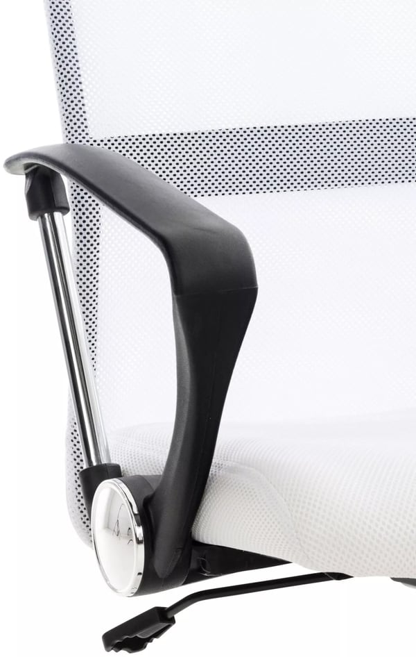 Ergonomisk kontorstol Washington, hvid kunstlæder, krom-look metalstel