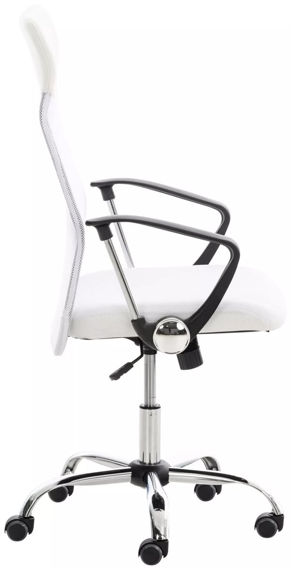 Ergonomisk kontorstol Washington, hvid kunstlæder, krom-look metalstel