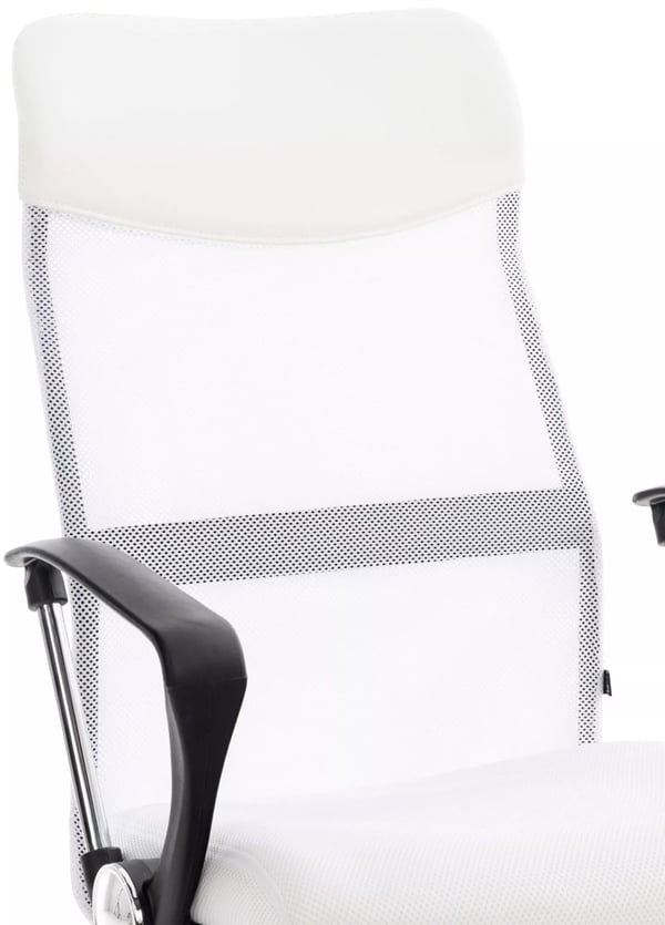 Ergonomisk kontorstol Washington, hvid kunstlæder, krom-look metalstel