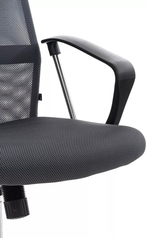 Washington Ergonomisk Kontorstol - Gråt Imiteret Læder med Krom-look Metalstel