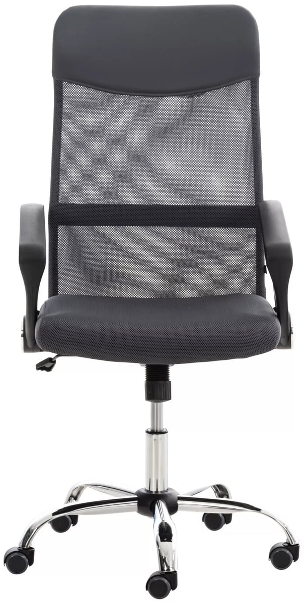 Washington Ergonomisk Kontorstol - Gråt Imiteret Læder med Krom-look Metalstel