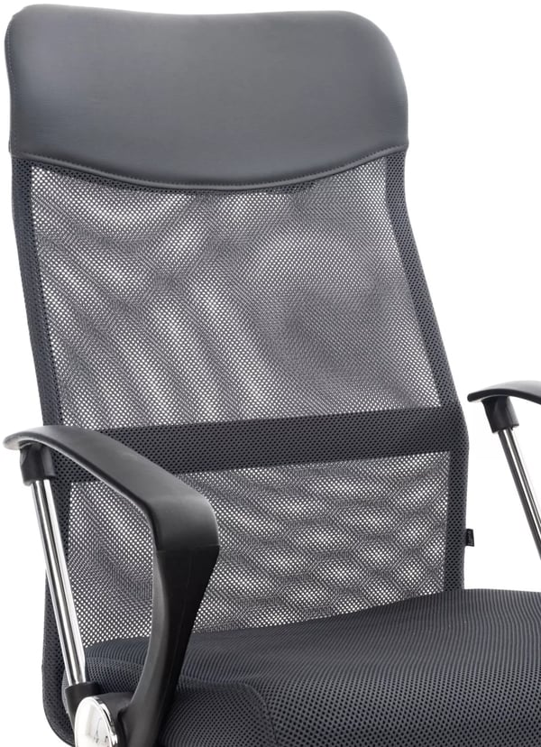 Washington Ergonomisk Kontorstol - Gråt Imiteret Læder med Krom-look Metalstel