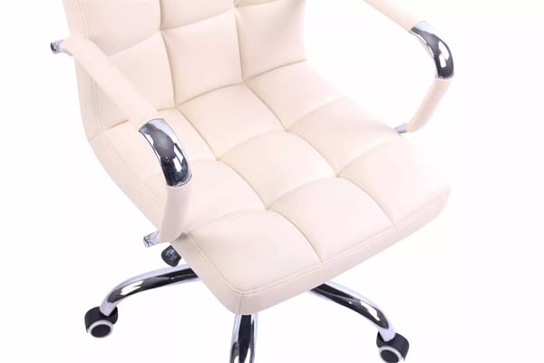 Deli Cream Faux Læder Kontorstol med Krom-look Metalstel