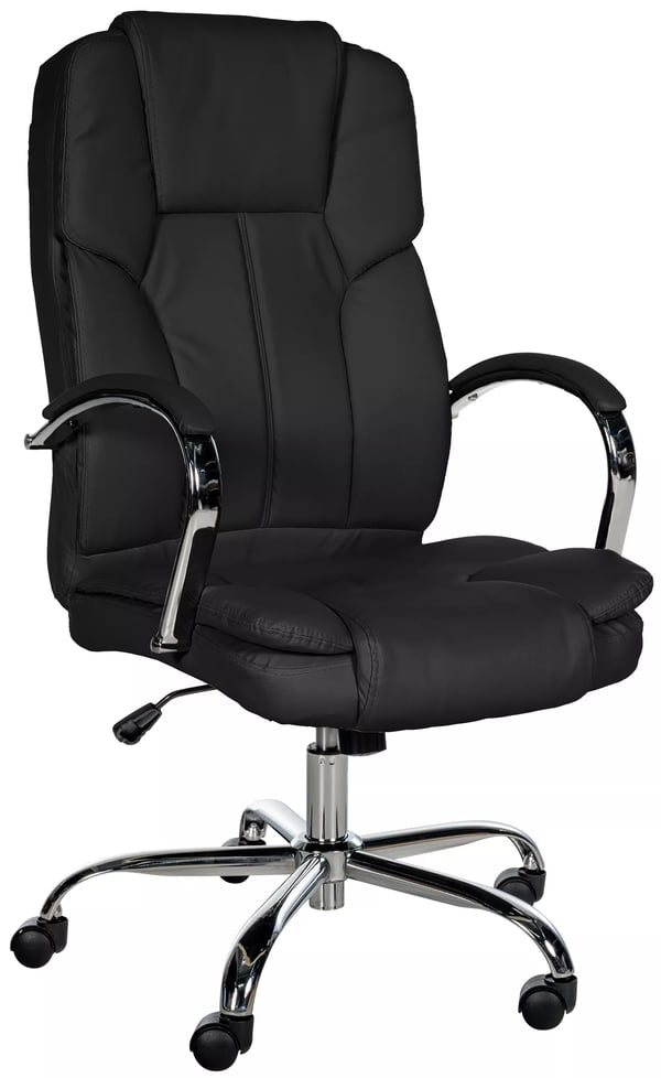 BIG Xanthos Svart Kontorsstol i Konstläder med Kromad Metallram - Ergonomisk, 210 kg Kapacitet