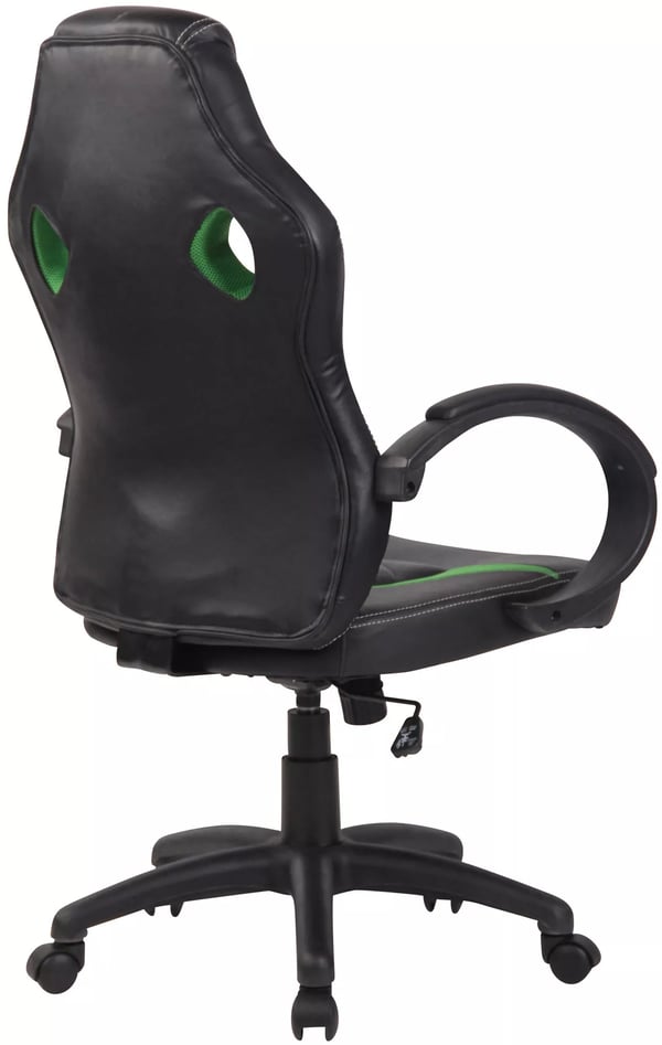 Grøn kontorstol i kunstlæder med racerdesign og plastramme