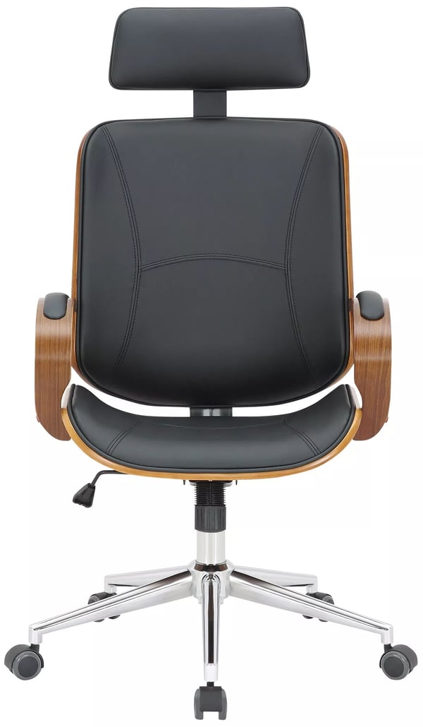 Dayton Ergonomisk Kontorstol - Valnød/Sort Kunstlæder med Metalbase, 360 Drejefunktion, Justerbar Vip, Maks. Belastning 150 kg