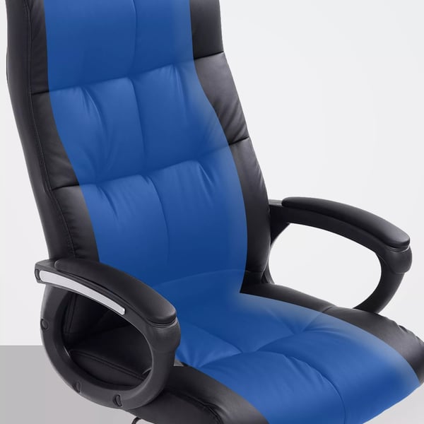 XXL Sort Kontorstol Poseidon i Kunstlæder med Krom-look Metalstel - Ergonomisk, 160 kg Bæreevne, Vippefunktion, 360° Drejbar, Højdejusterbar