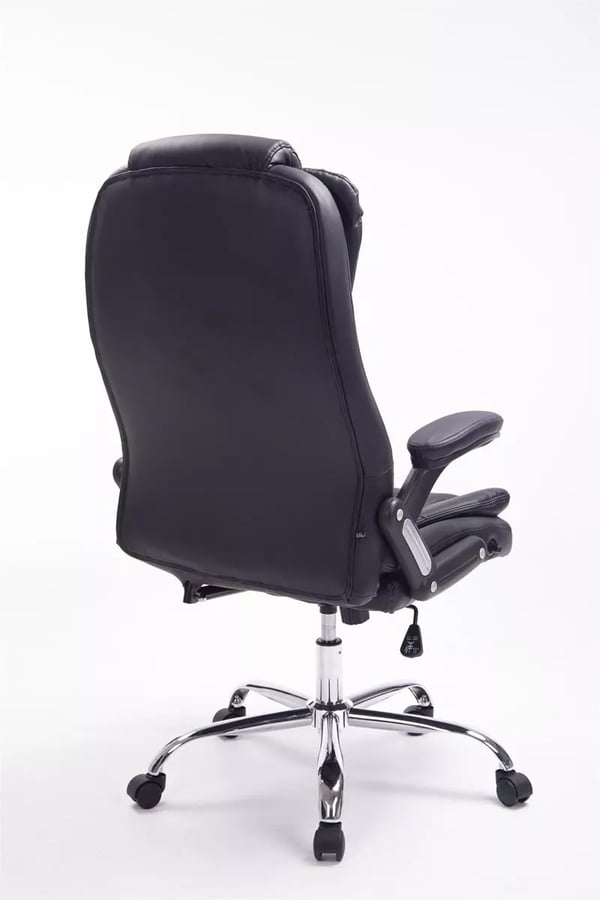 Thor Executive Kontorstol, Sort Kunstlæder med Krom Metalbase, Ergonomisk og Justerbar, Vippemekanisme, 150 kg Maks. Belastning