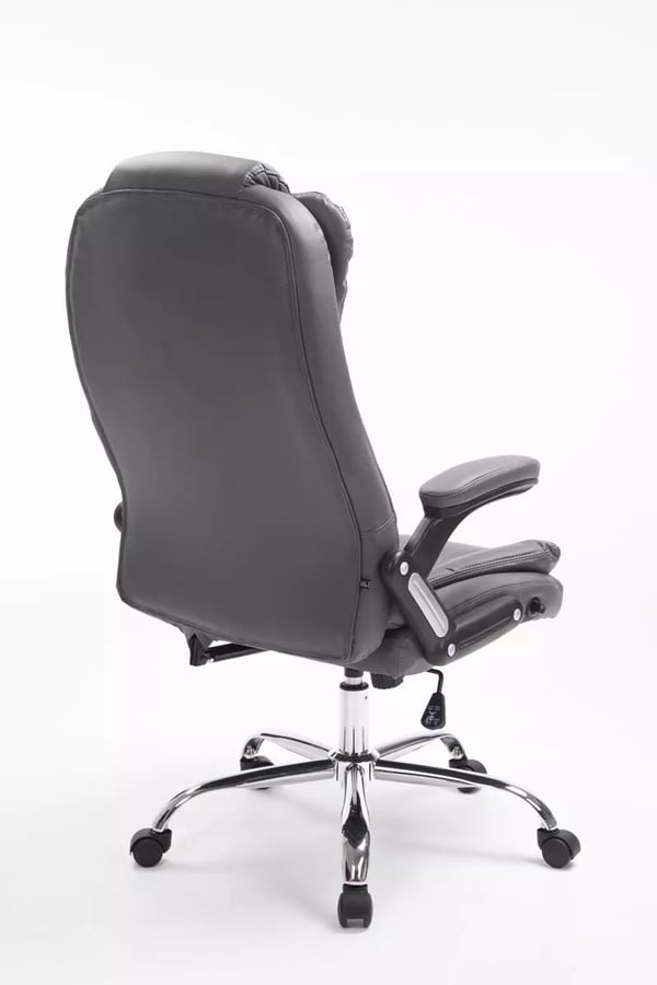 Thor Executive Kontorstol - Gråt kunstlæder, Krom-look metalbase, Ergonomisk, Vippemekanisme, 150 kg kapacitet