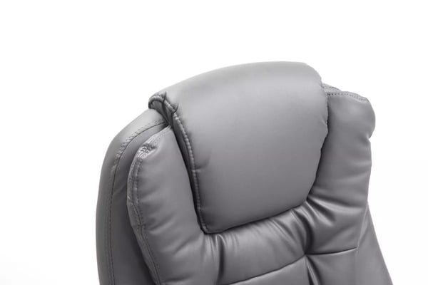 Thor Executive Kontorstol - Gråt kunstlæder, Krom-look metalbase, Ergonomisk, Vippemekanisme, 150 kg kapacitet