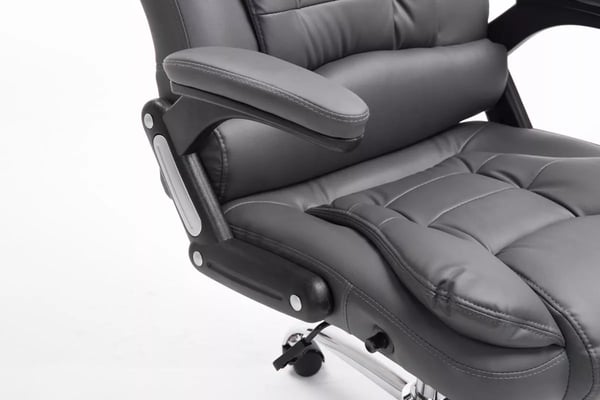 Thor Executive Kontorstol - Gråt kunstlæder, Krom-look metalbase, Ergonomisk, Vippemekanisme, 150 kg kapacitet