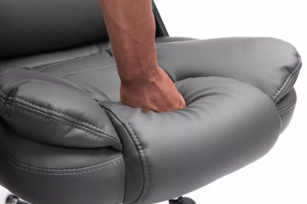 Thor Executive Kontorstol - Gråt kunstlæder, Krom-look metalbase, Ergonomisk, Vippemekanisme, 150 kg kapacitet