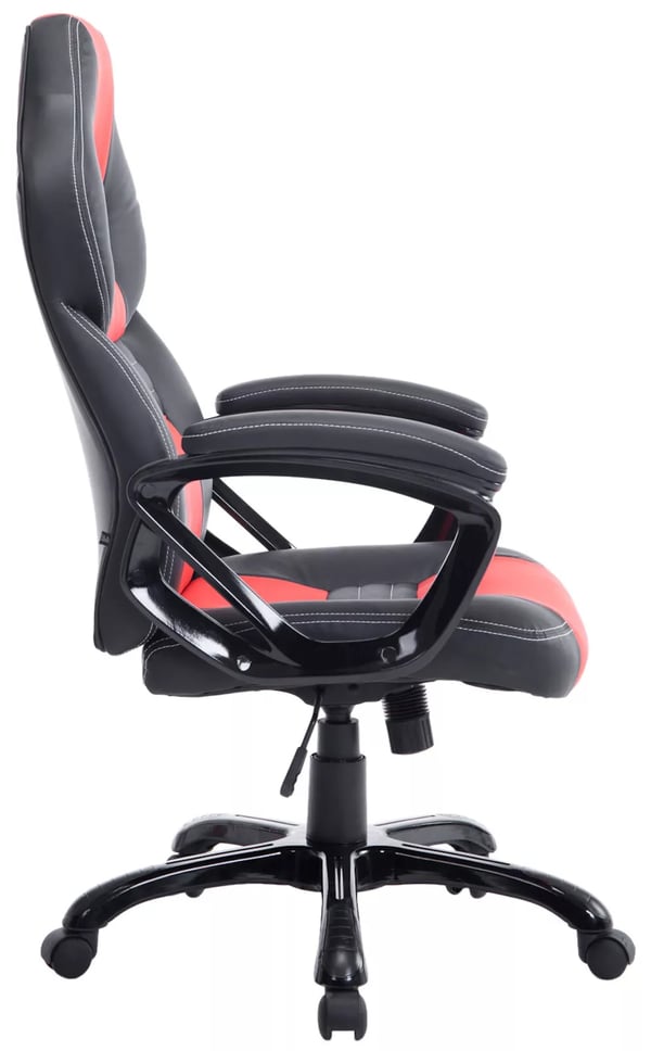 Pedro XL Kontorstol - Sort/Rød Kunstlæder, Plaststel, Ergonomisk, Drejbar, Vip, Kraftig (150 kg Maks. Belastning)