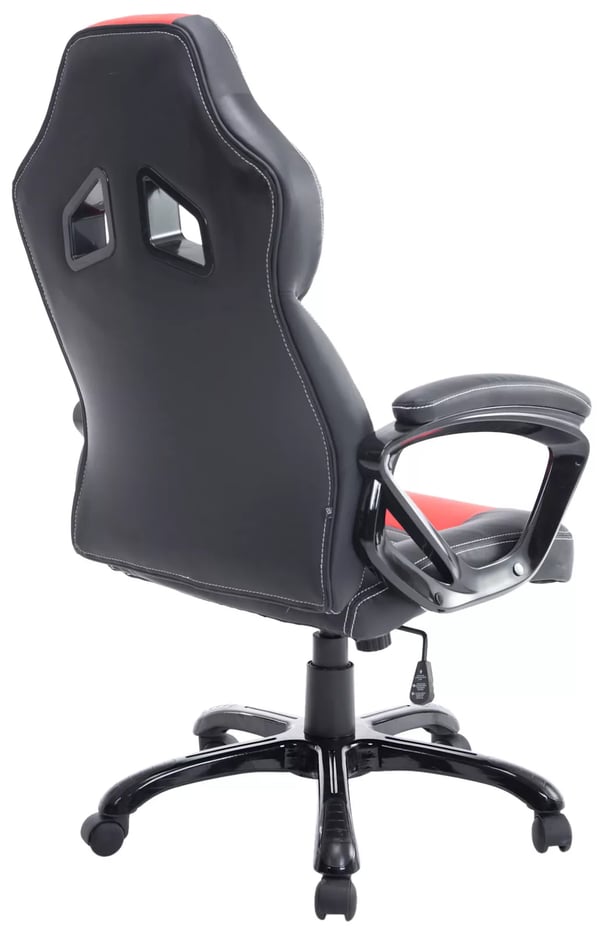 Pedro XL Kontorstol - Sort/Rød Kunstlæder, Plaststel, Ergonomisk, Drejbar, Vip, Kraftig (150 kg Maks. Belastning)