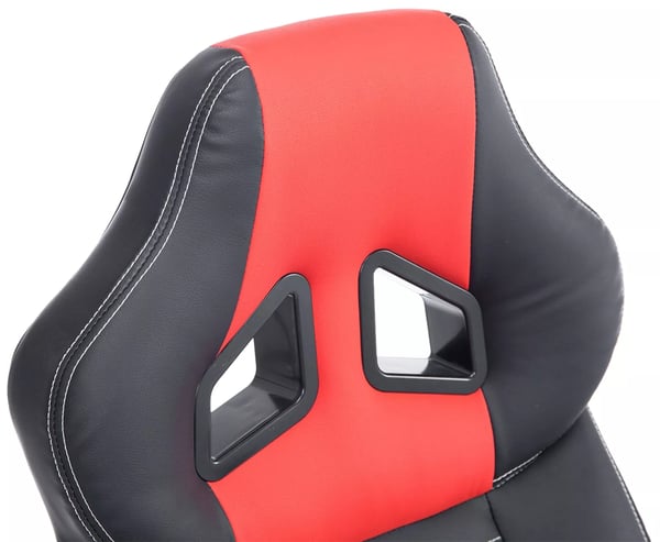 Pedro XL Kontorstol - Sort/Rød Kunstlæder, Plaststel, Ergonomisk, Drejbar, Vip, Kraftig (150 kg Maks. Belastning)