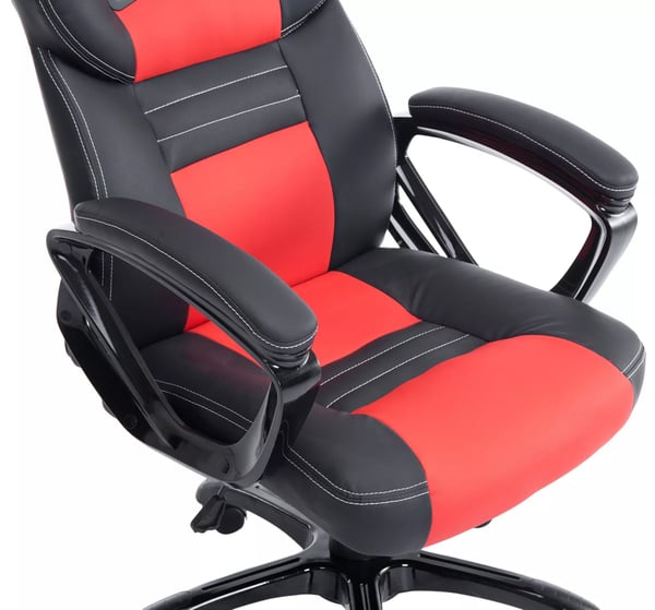 Pedro XL Kontorstol - Sort/Rød Kunstlæder, Plaststel, Ergonomisk, Drejbar, Vip, Kraftig (150 kg Maks. Belastning)