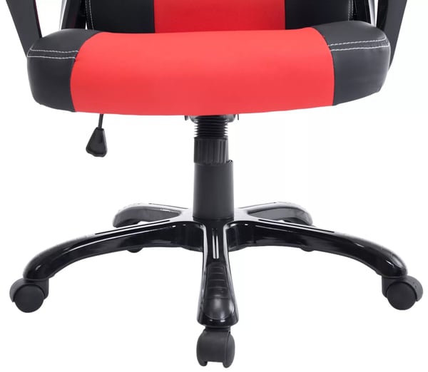 Pedro XL Kontorstol - Sort/Rød Kunstlæder, Plaststel, Ergonomisk, Drejbar, Vip, Kraftig (150 kg Maks. Belastning)