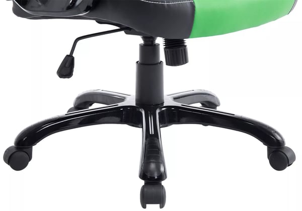Pedro XL kontorstol - sort/grøn kunstlæder med plaststel, højdejusterbar, drejefunktion, vippefunktion, maks. belastning 150 kg
