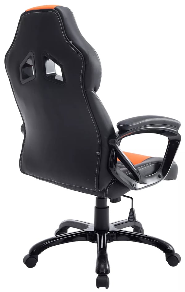 Pedro XL kontorstol - Imiteret læder, sort/orange, plaststel, justerbar, drejelig, vippefunktion, maks. belastning 150 kg, sporty design