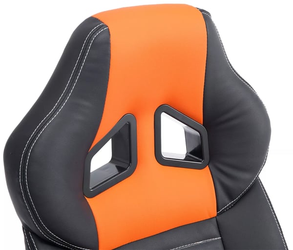 Pedro XL kontorstol - Imiteret læder, sort/orange, plaststel, justerbar, drejelig, vippefunktion, maks. belastning 150 kg, sporty design