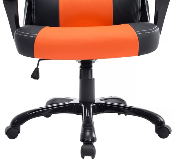 Pedro XL kontorstol - Imiteret læder, sort/orange, plaststel, justerbar, drejelig, vippefunktion, maks. belastning 150 kg, sporty design