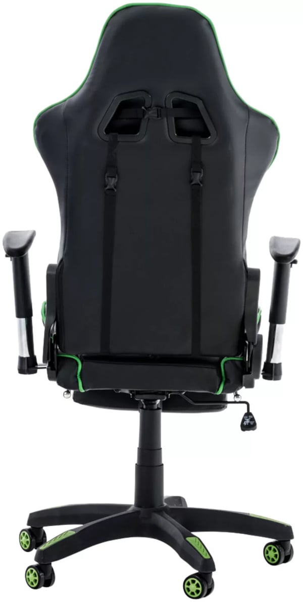 Kontorstol Racing Turbo XL med fodstøtte, sort/grøn, kunstlæder, plaststel