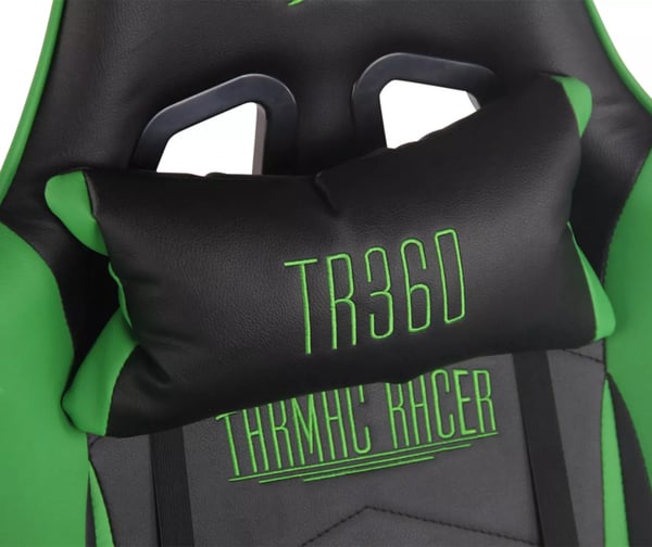 Kontorstol Racing Turbo XL med fodstøtte, sort/grøn, kunstlæder, plaststel