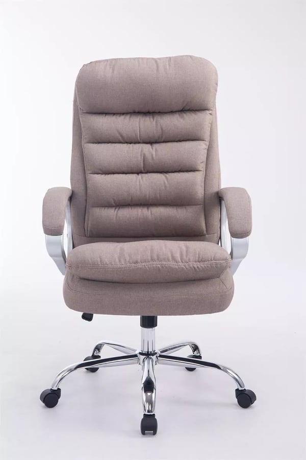 BIG Vancouver kontorstol - XXL stofpolstring, ergonomisk, taupe, metalramme i kromlook, maks. belastning 235 kg