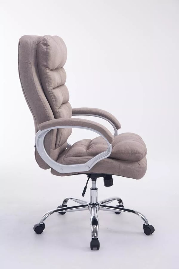BIG Vancouver kontorstol - XXL stofpolstring, ergonomisk, taupe, metalramme i kromlook, maks. belastning 235 kg