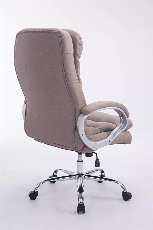 BIG Vancouver kontorstol - XXL stofpolstring, ergonomisk, taupe, metalramme i kromlook, maks. belastning 235 kg