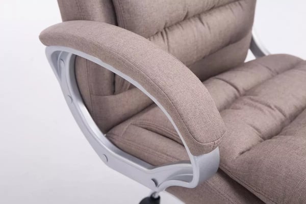 BIG Vancouver kontorstol - XXL stofpolstring, ergonomisk, taupe, metalramme i kromlook, maks. belastning 235 kg