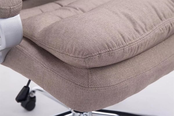 BIG Vancouver kontorstol - XXL stofpolstring, ergonomisk, taupe, metalramme i kromlook, maks. belastning 235 kg