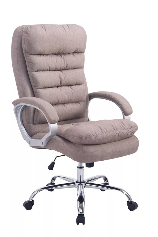 BIG Vancouver Kontorsstol - XXL Tygklädsel, Ergonomisk, Taupe, Kromfärgad Metallram, Maxlast 235 kg