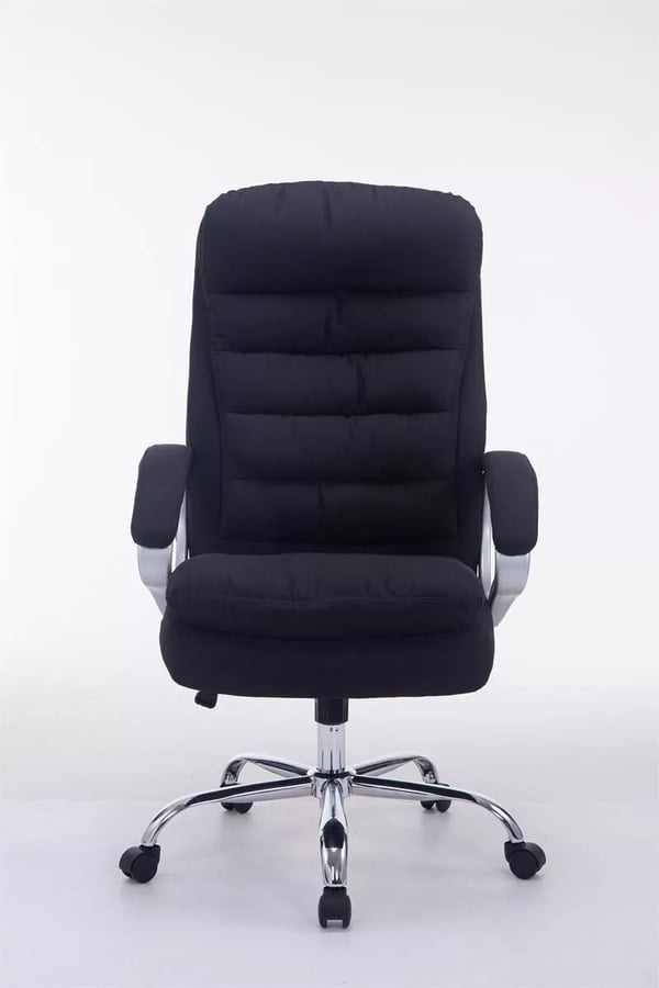 BIG Vancouver stofkontorstol (XXL) - Sort, krom-look metalramme, op til 235 kg