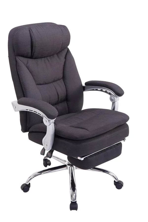 XL Toimistotuoli Troy - Kangas, Musta, Kromi-ilmeinen Metallirunko, Ergonominen, Jopa 160kg Kantavuus