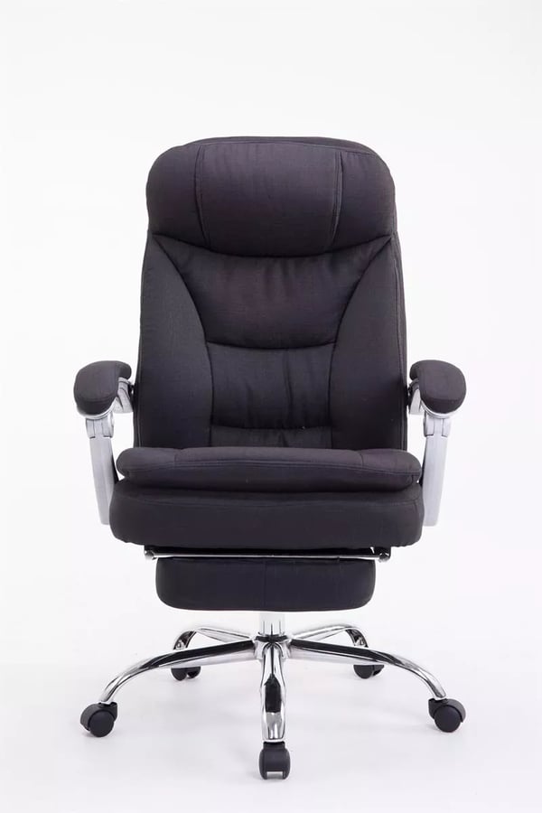 XL Toimistotuoli Troy - Kangas, Musta, Kromi-ilmeinen Metallirunko, Ergonominen, Jopa 160kg Kantavuus