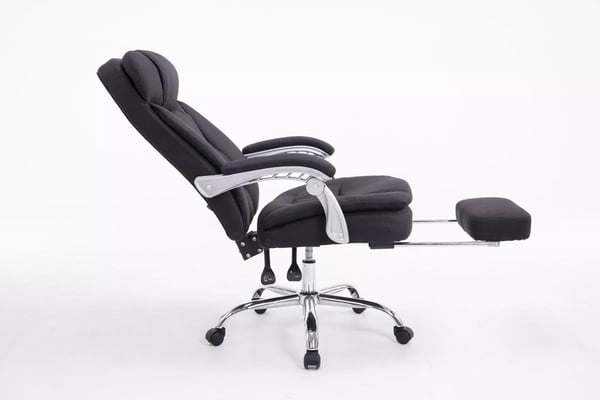 XL Toimistotuoli Troy - Kangas, Musta, Kromi-ilmeinen Metallirunko, Ergonominen, Jopa 160kg Kantavuus