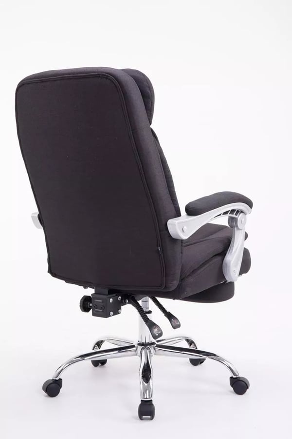 XL Toimistotuoli Troy - Kangas, Musta, Kromi-ilmeinen Metallirunko, Ergonominen, Jopa 160kg Kantavuus