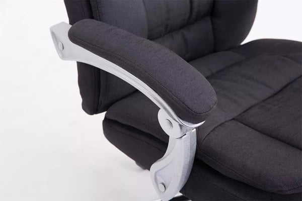 XL Toimistotuoli Troy - Kangas, Musta, Kromi-ilmeinen Metallirunko, Ergonominen, Jopa 160kg Kantavuus