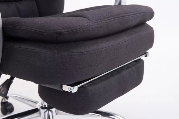 XL Toimistotuoli Troy - Kangas, Musta, Kromi-ilmeinen Metallirunko, Ergonominen, Jopa 160kg Kantavuus