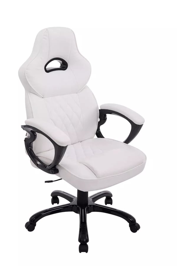 BIG XXX kontorstol, hvid kunstlæder, plaststel, ergonomisk, 180 kg bæreevne, XXL størrelse