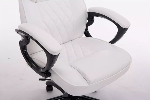 BIG XXX kontorstol, hvid kunstlæder, plaststel, ergonomisk, 180 kg bæreevne, XXL størrelse