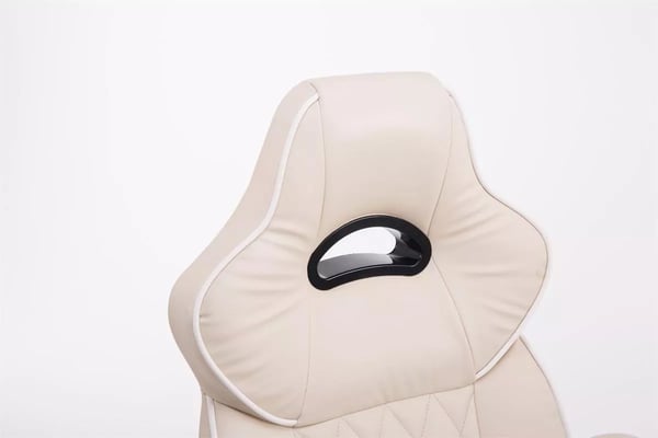 BIG XXX kontorstol - XXL, cremefarvet kunstlæder, ergonomisk, 180 kg kapacitet, justerbar højde, vippemekanisme, plastbase