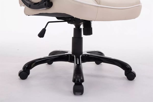 BIG XXX kontorstol - XXL, cremefarvet kunstlæder, ergonomisk, 180 kg kapacitet, justerbar højde, vippemekanisme, plastbase