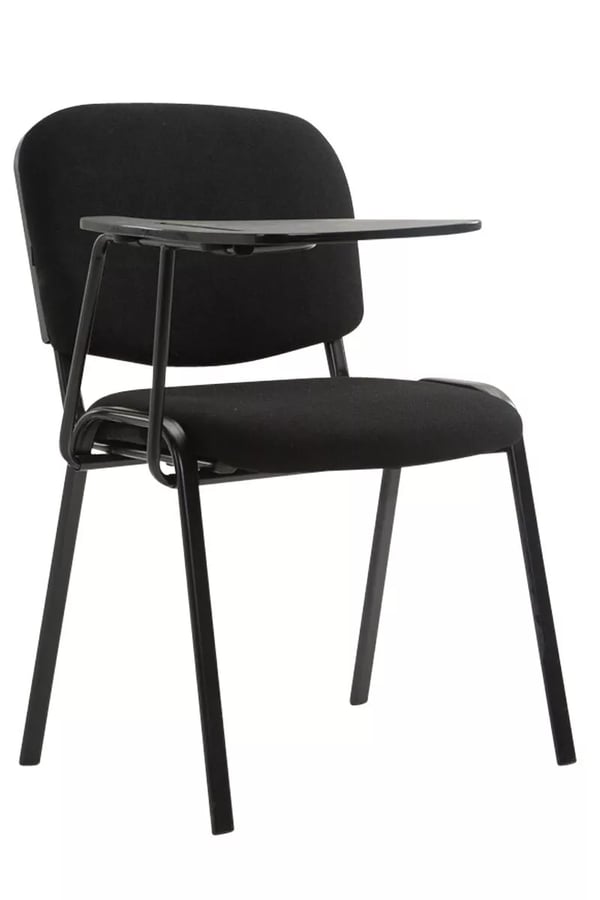 Ken stof konferencestol med klapbord, sort metalramme
