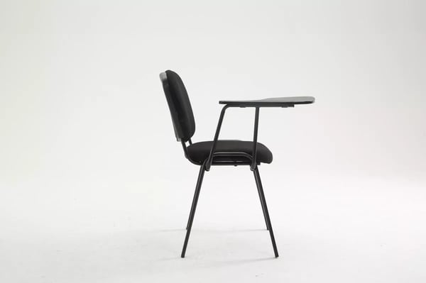 Ken stof konferencestol med klapbord, sort metalramme