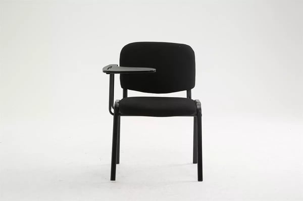 Ken stof konferencestol med klapbord, sort metalramme