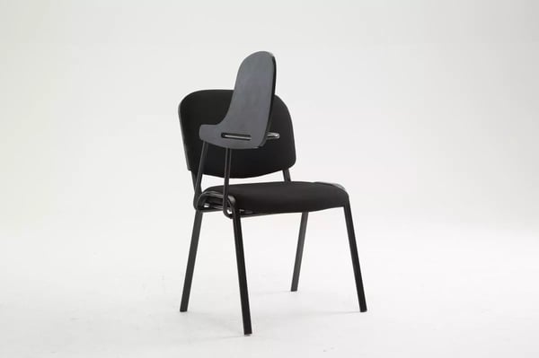Ken stof konferencestol med klapbord, sort metalramme