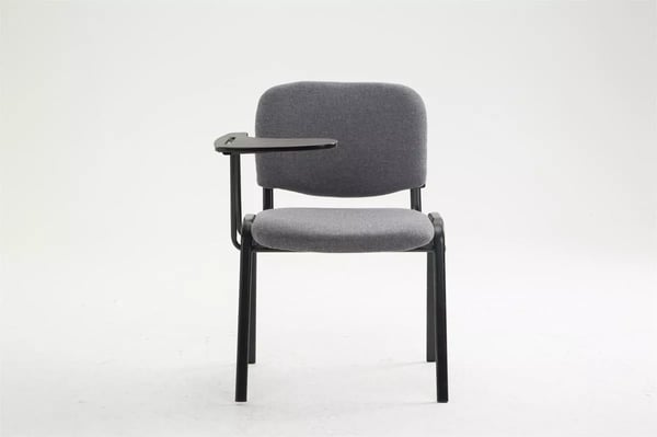 Ken Konferencestol med Klapbord, Gråt Stof, Mat Sort Metalstel