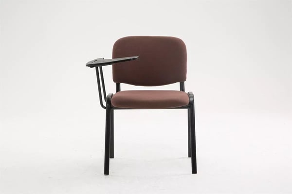 Ken stof konferencestol med klapbord - Brun med mat sort metalramme